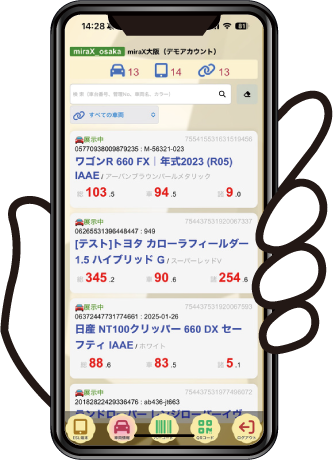 手に持ったスマホ