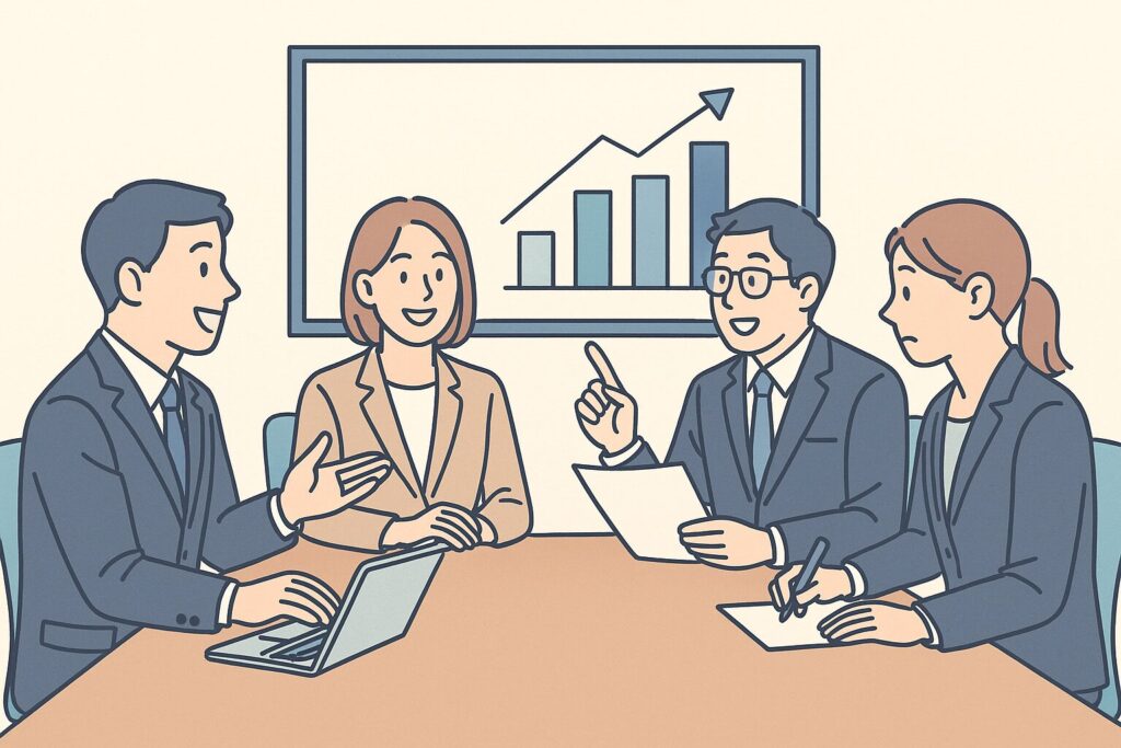 会議をする役員たち