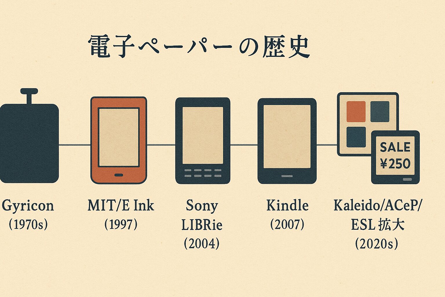 電子ペーパーの歴史｜GyriconからE Ink・Kindle、カラー化・電子棚札まで半世紀の進化を一気に解説