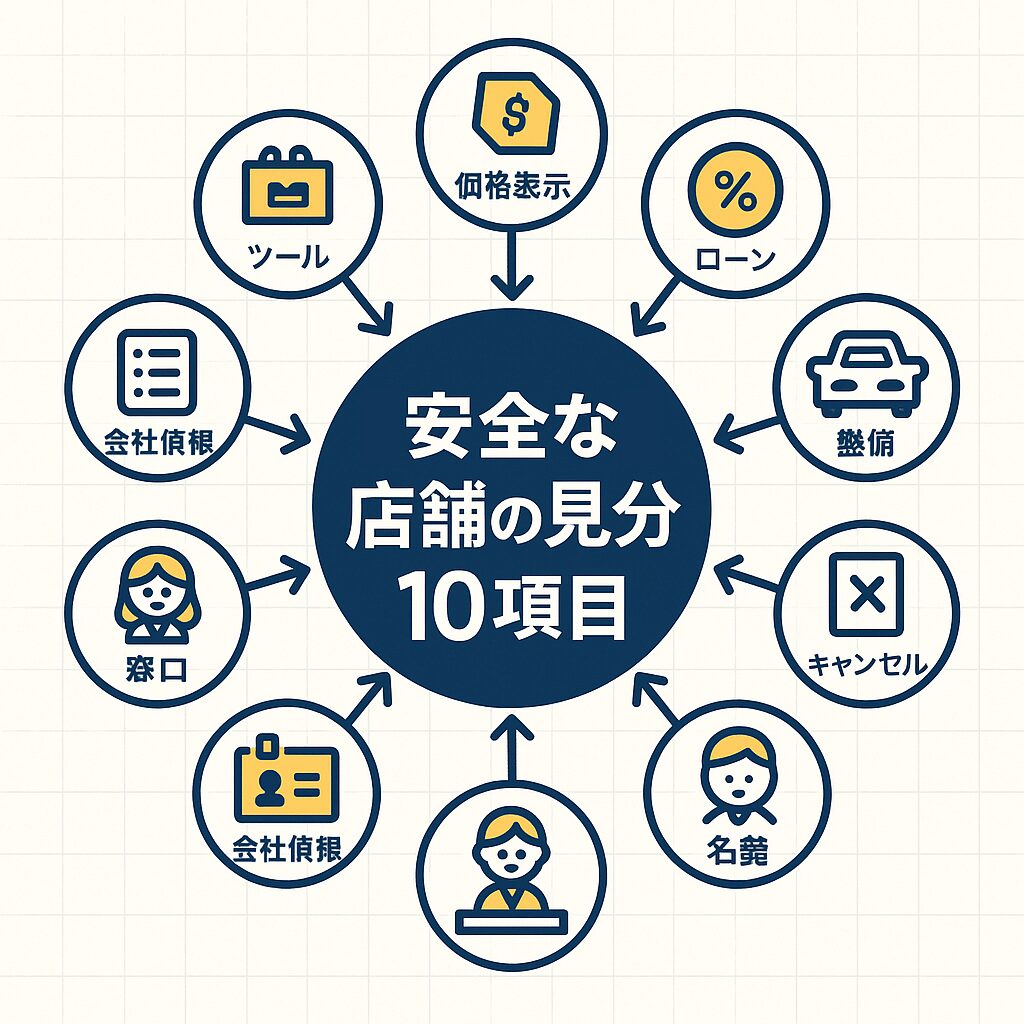 安全な中古車販売店の見分け方(10項目チェック)